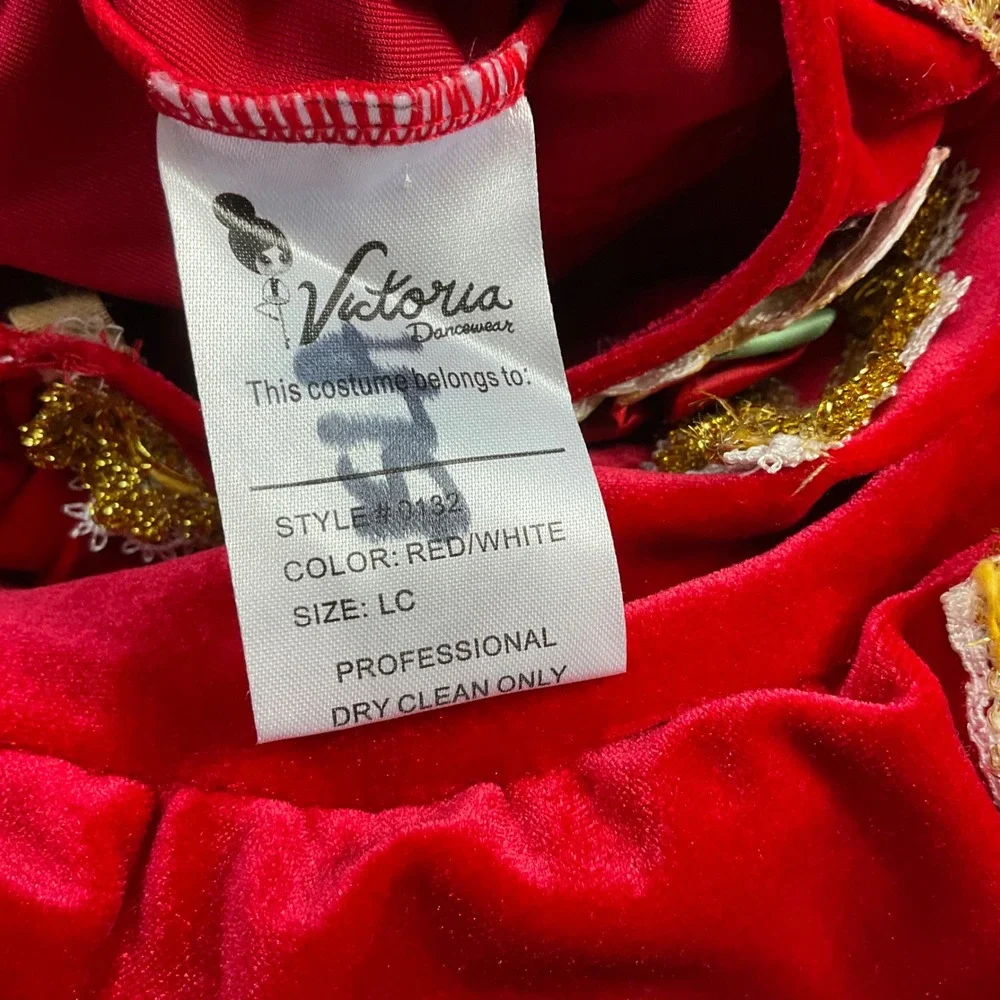 Victoria Dancewear Velvet Rosette Ballet Tutu Dance‎ Costume Girls LC Red Gold
